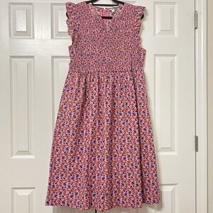 J. Crew Pink and Blue Floral Midi Dress